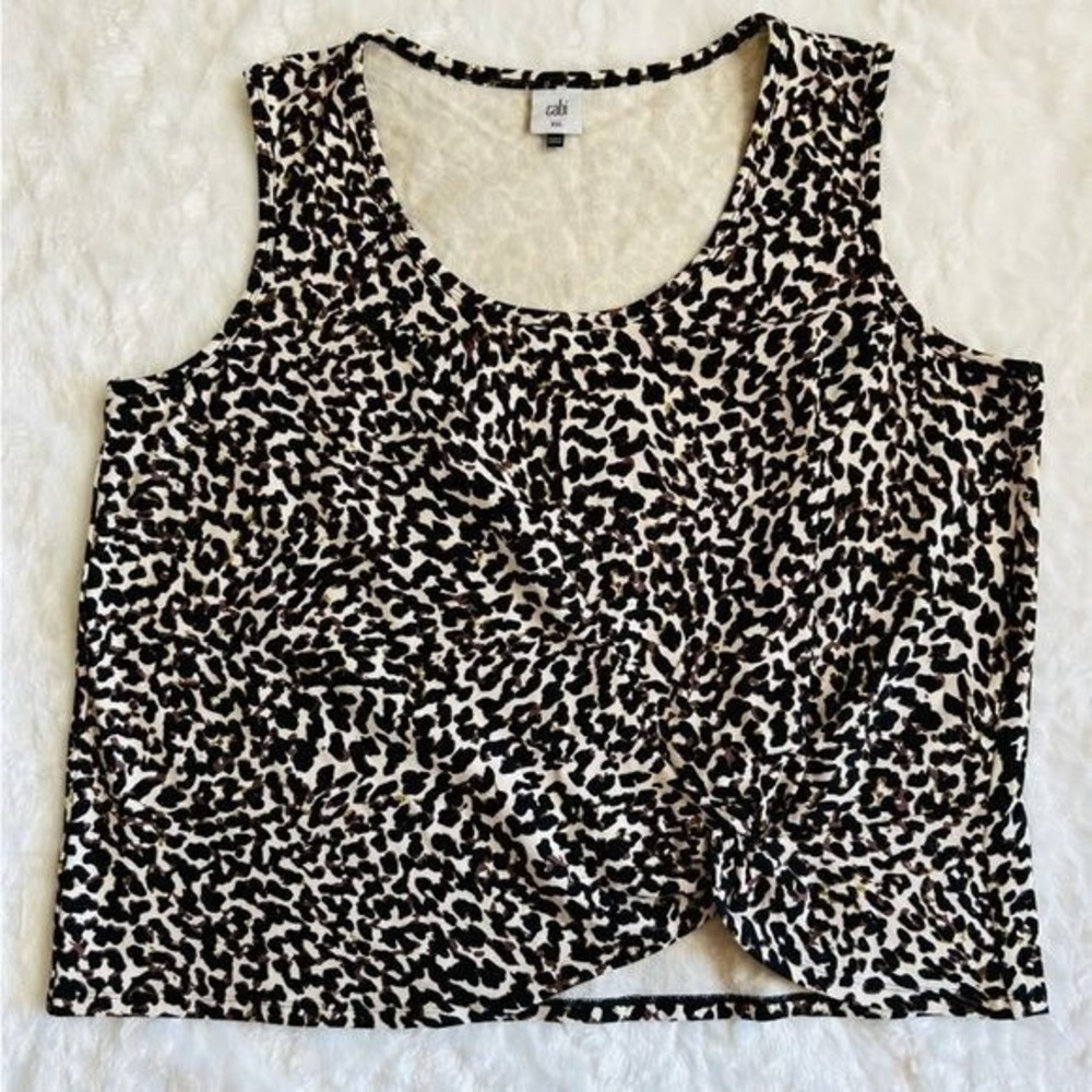 Womens CAbi French Terry Leopard Print Tank Cami Top - XXL 2X - NWOT - Cotton